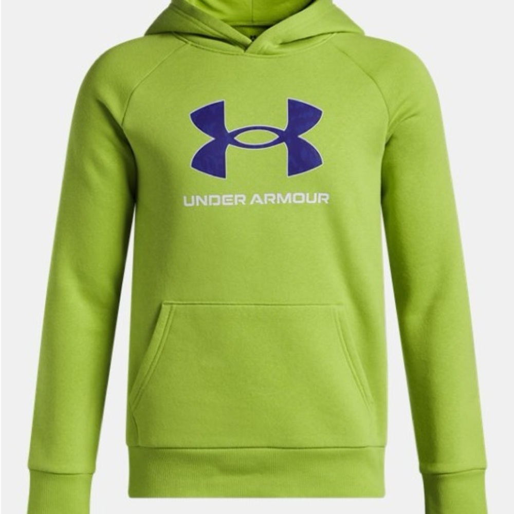 NWT Under Armour Kids Lime Green Hoodie with Blue Logo